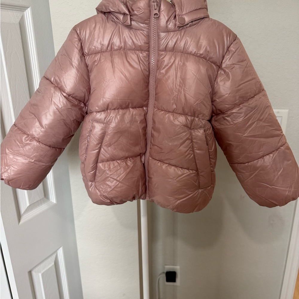 H&M Girls' Shiny Rose Puffer Jacket with Hood